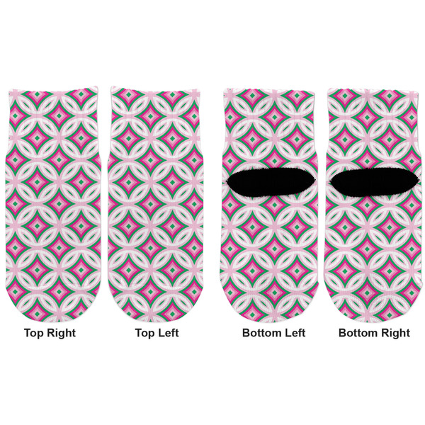 Linked Circles & Diamonds Toddler Ankle Socks - Double Pair - Front and Back - Apvl