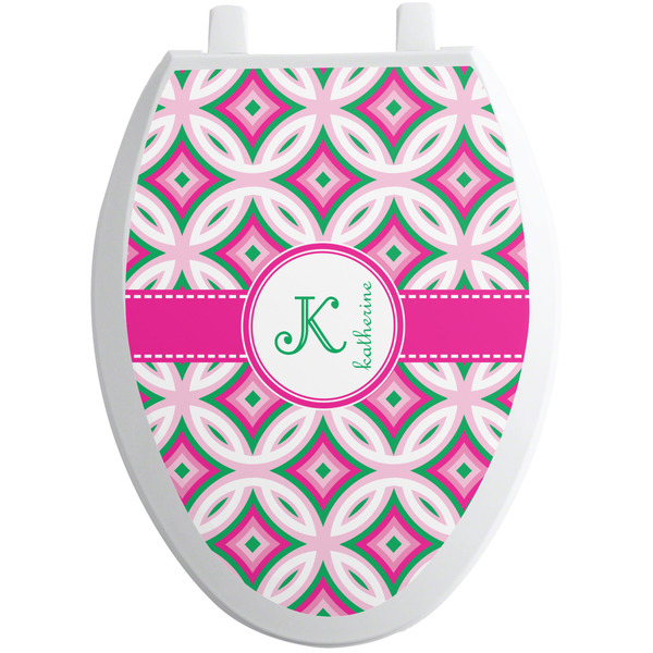 Linked Circles & Diamonds Toilet Seat Decal Elongated
