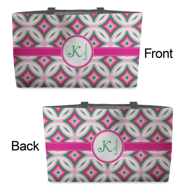 Linked Circles & Diamonds Tote w/Black Handles - Front & Back Views