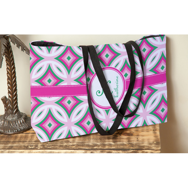 Linked Circles & Diamonds Tote w/Black Handles - Lifestyle View