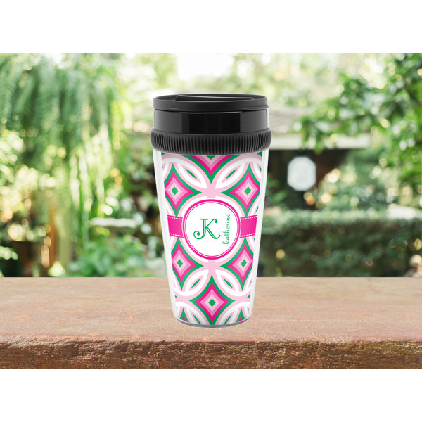 Linked Circles & Diamonds Travel Mug Lifestyle (Personalized)
