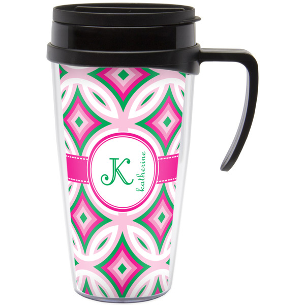 Custom Linked Circles & Diamonds Acrylic Travel Mug with Handle (Personalized)
