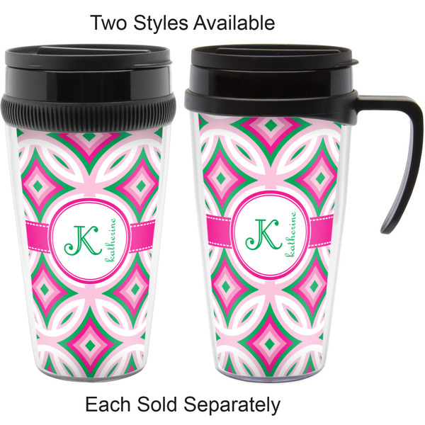 Linked Circles & Diamonds Travel Mugs - with & without Handle