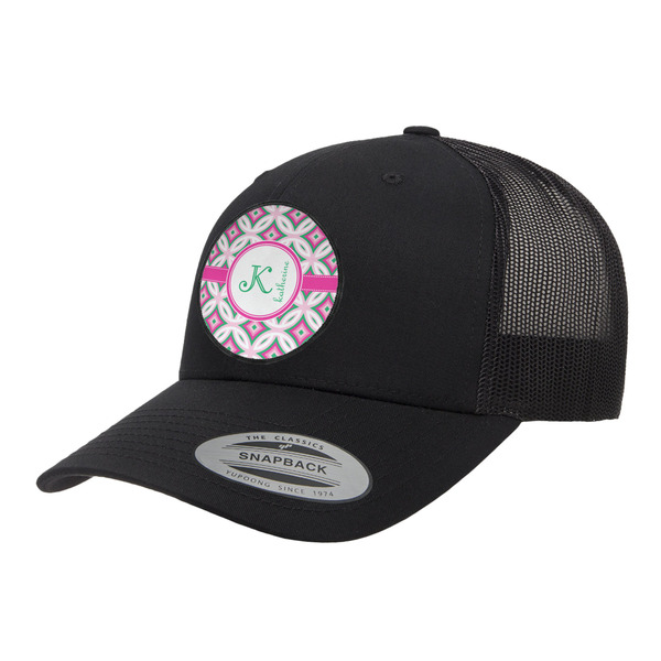 Custom Linked Circles & Diamonds Trucker Hat - Black (Personalized)