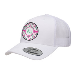 Linked Circles & Diamonds Trucker Hat - White (Personalized)