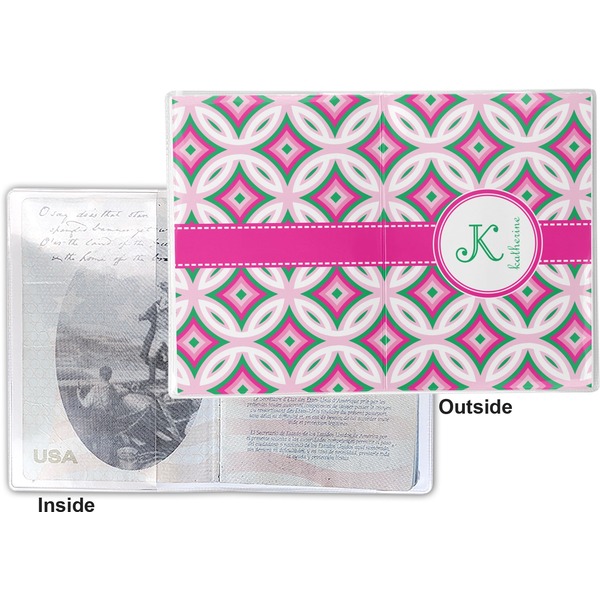 Linked Circles & Diamonds Vinyl Passport Holder - Flat Front and Back