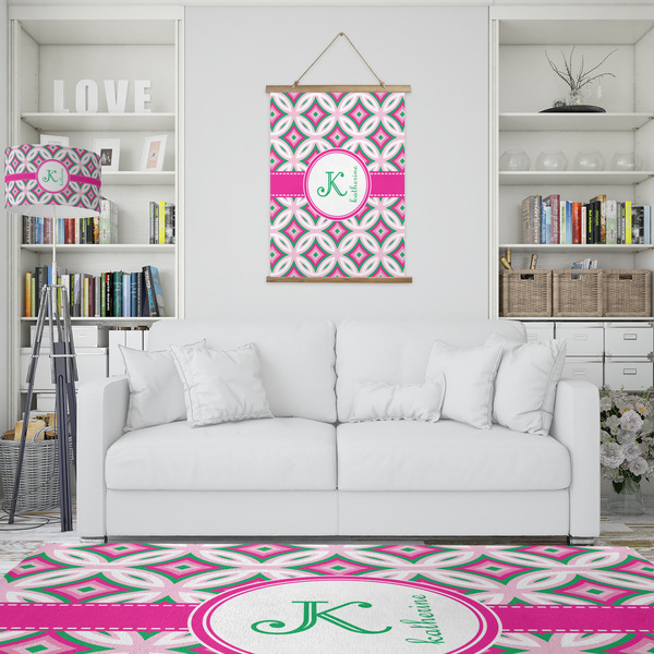 Linked Circles & Diamonds Wall Hanging Tapestry - Portrait - IN CONTEXT