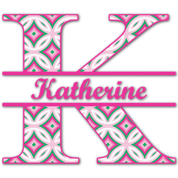 Custom Linked Circles & Diamonds Name & Initial Decal - Up to 12"x12" (Personalized)