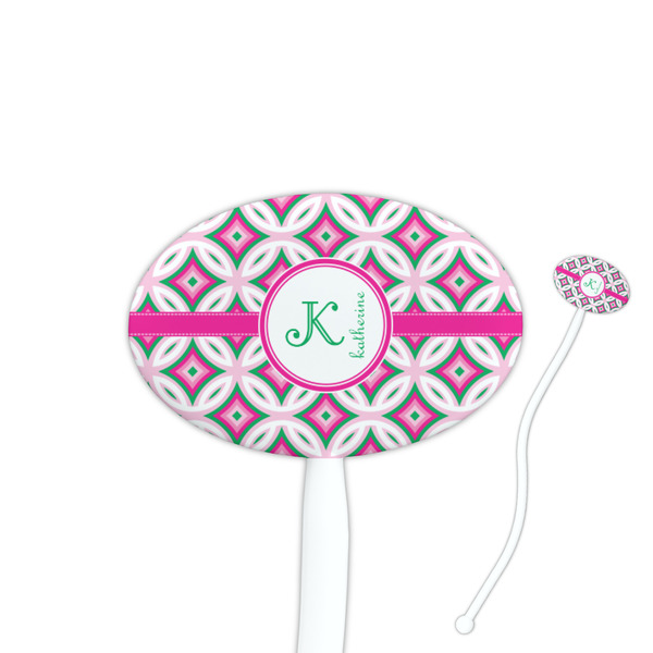 Custom Linked Circles & Diamonds Oval Plastic Stir Sticks (Personalized)