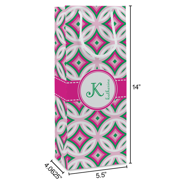 Linked Circles & Diamonds Wine Gift Bag - Dimensions