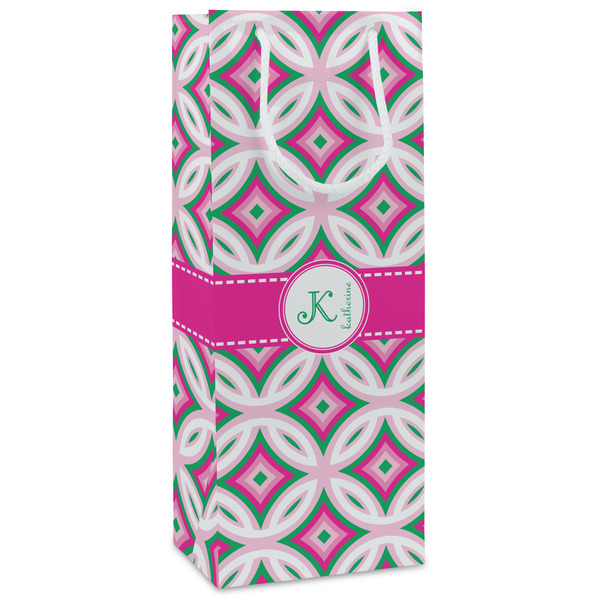 Custom Linked Circles & Diamonds Wine Gift Bags - Matte (Personalized)