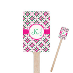 Linked Circles & Diamonds 6.25" Rectangle Wooden Stir Sticks - Double Sided (Personalized)