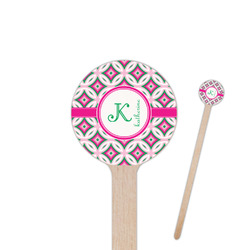 Linked Circles & Diamonds 6" Round Wooden Stir Sticks - Double Sided (Personalized)