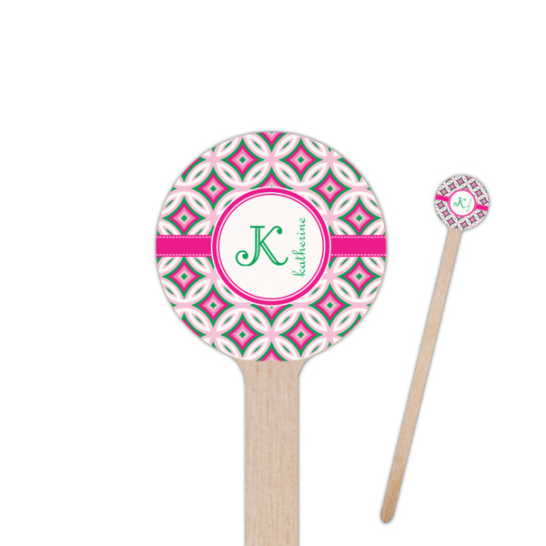 Custom Linked Circles & Diamonds 7.5" Round Wooden Stir Sticks - Double Sided (Personalized)