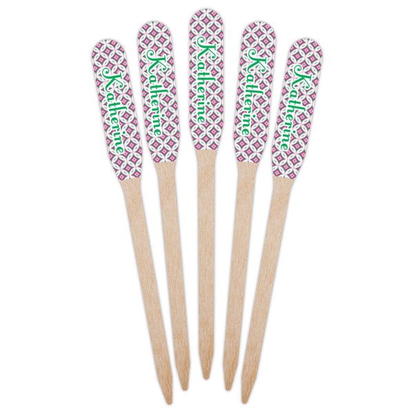 Linked Circles & Diamonds Wooden Food Pick - Paddle - Fan View