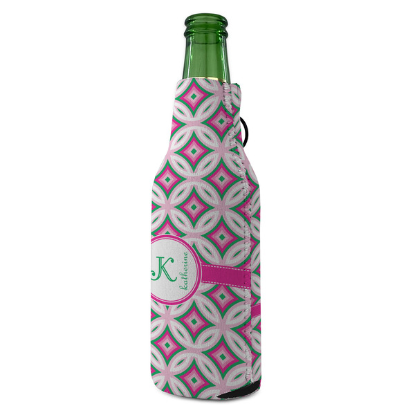 Linked Circles & Diamonds Zipper Bottle Cooler - ANGLE (bottle)