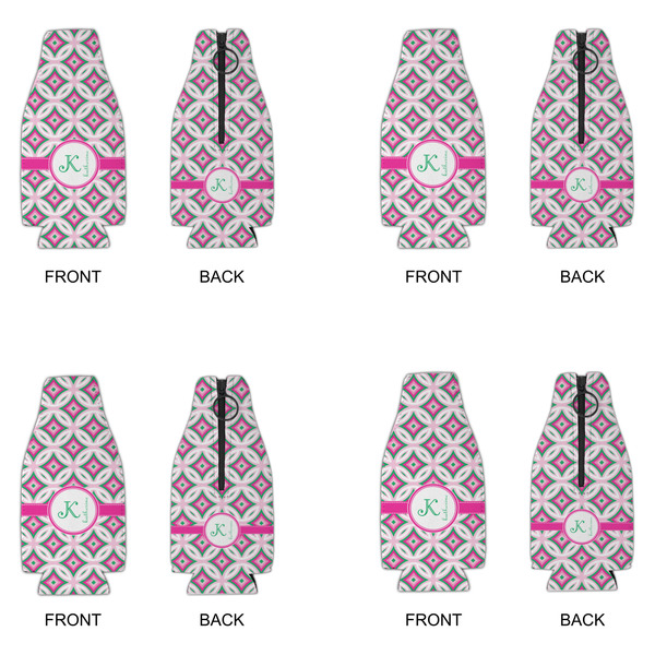Linked Circles & Diamonds Zipper Bottle Cooler - Set of 4 - APPROVAL