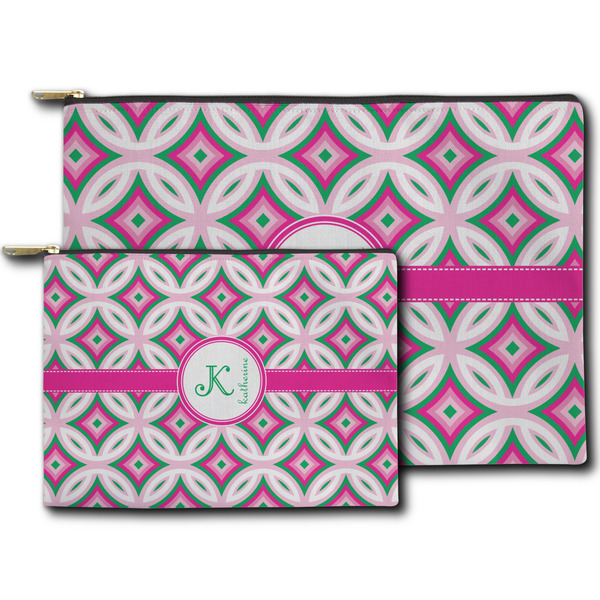 Linked Circles & Diamonds Zippered Pouches - Size Comparison