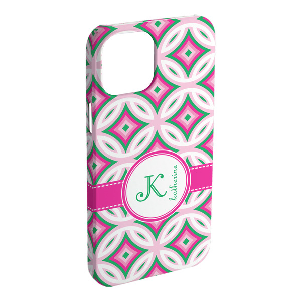 Custom Linked Circles & Diamonds iPhone Case - Plastic - iPhone 15 Pro Max (Personalized)