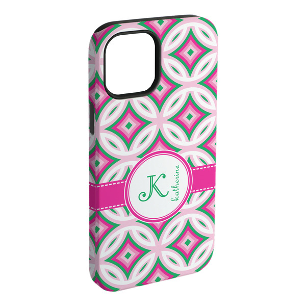 Custom Linked Circles & Diamonds iPhone Case - Rubber Lined (Personalized)