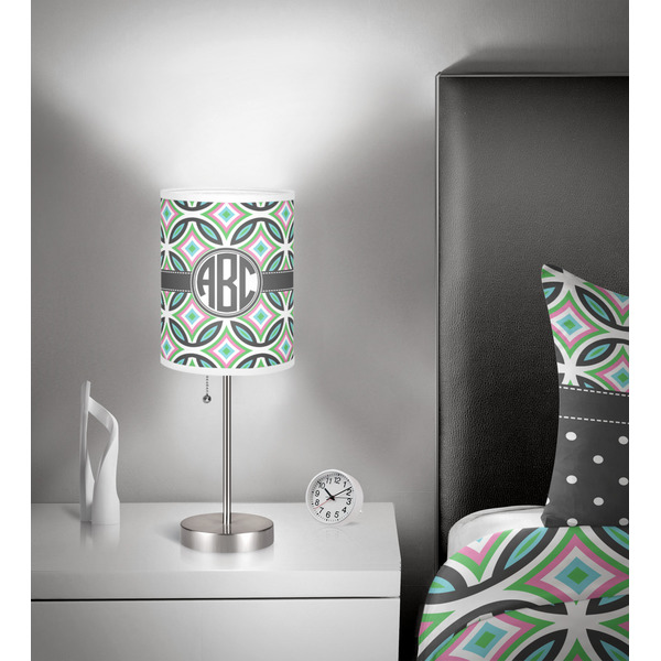 Geometric Circles 7 inch drum lamp shade - in room