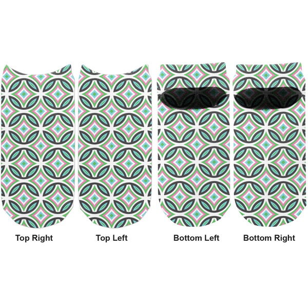Geometric Circles Adult Ankle Socks - Double Pair - Front and Back - Apvl