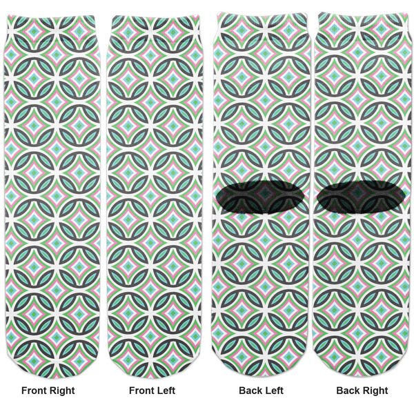 Geometric Circles Adult Crew Socks - Double Pair - Front and Back - Apvl