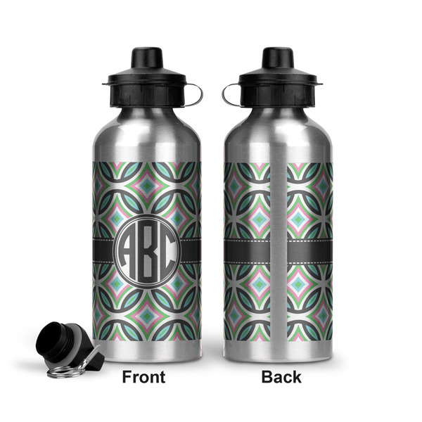 Geometric Circles Aluminum Water Bottle - Front and Back