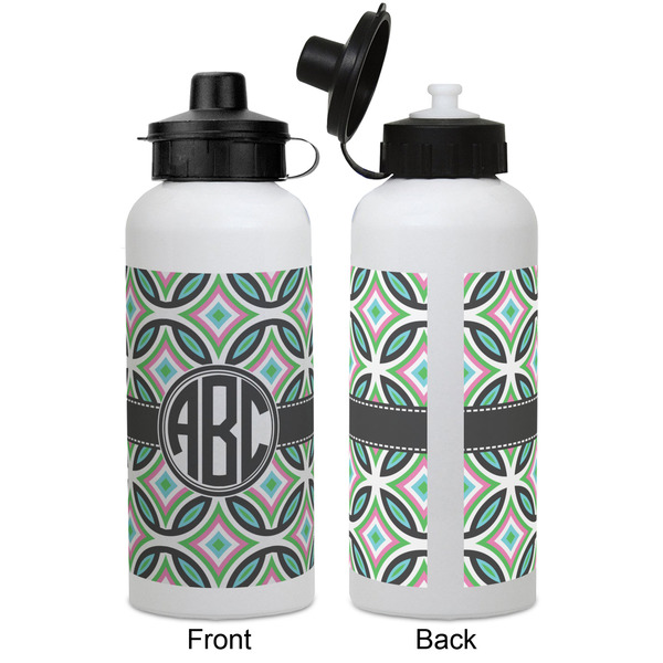 Geometric Circles Aluminum Water Bottle - White APPROVAL