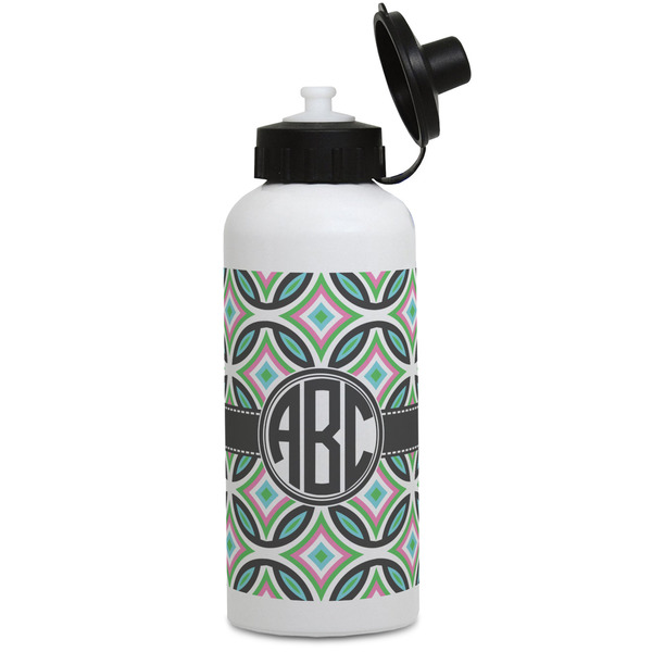 Custom Geometric Circles Water Bottles - Aluminum - 20 oz - White (Personalized)