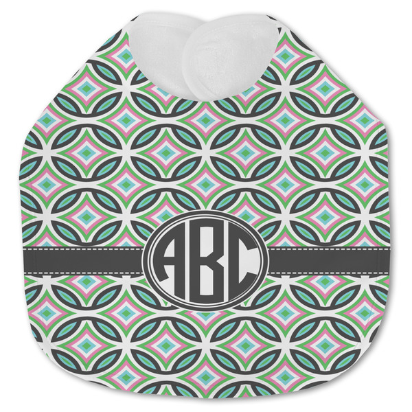 Custom Geometric Circles Jersey Knit Baby Bib w/ Monogram