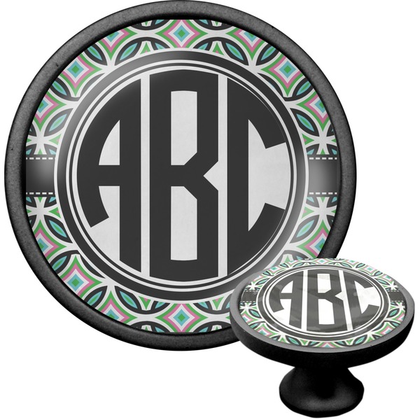 Custom Geometric Circles Cabinet Knob (Black) (Personalized)