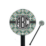 Geometric Circles 5.5" Round Plastic Stir Sticks - Black - Single Sided (Personalized)