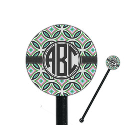 Geometric Circles 5.5" Round Plastic Stir Sticks - Black - Single Sided (Personalized)