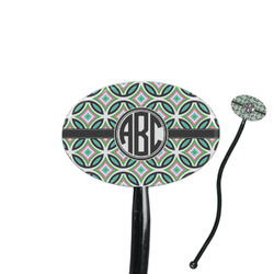 Geometric Circles 7" Oval Plastic Stir Sticks - Black - Single Sided (Personalized)