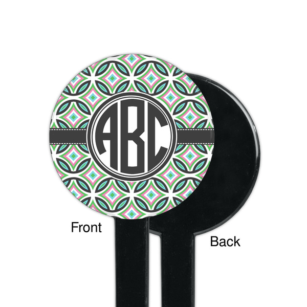 Geometric Circles Black Plastic 7" Stir Stick - Single Sided - Round - Front & Back