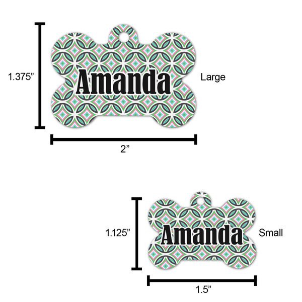 Geometric Circles Bone Shaped Dog ID Tag - Large - Scale