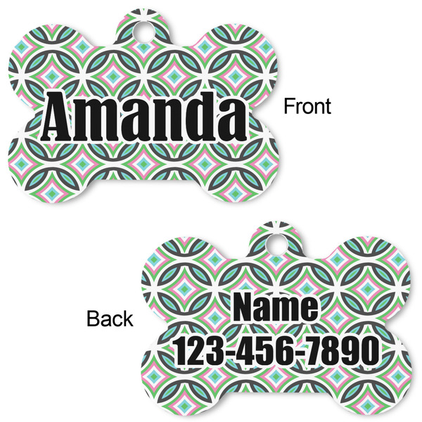 Geometric Circles Bone Shaped Dog Tag - Front & Back