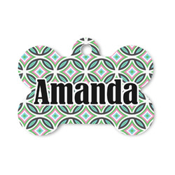 Geometric Circles Bone Shaped Dog ID Tag - Small (Personalized)