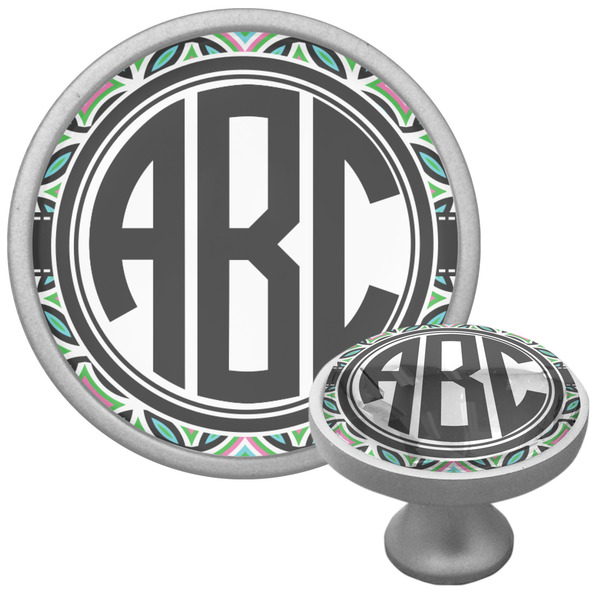 Custom Geometric Circles Cabinet Knob (Silver) (Personalized)