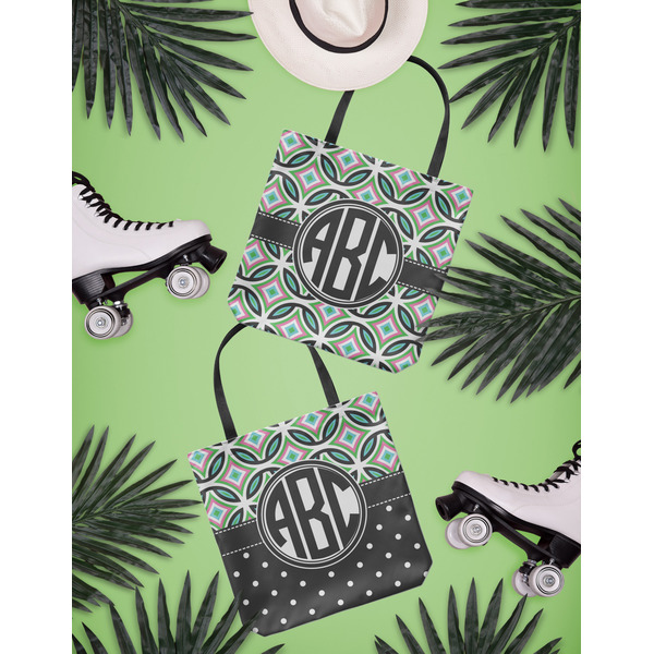 Geometric Circles Canvas Tote Lifestyle Front and Back