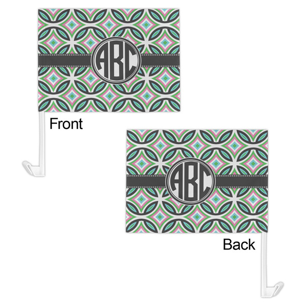 Geometric Circles Car Flag - 11" x 8" - Front & Back View