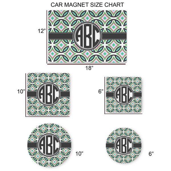 Geometric Circles Car Magnets - SIZE CHART