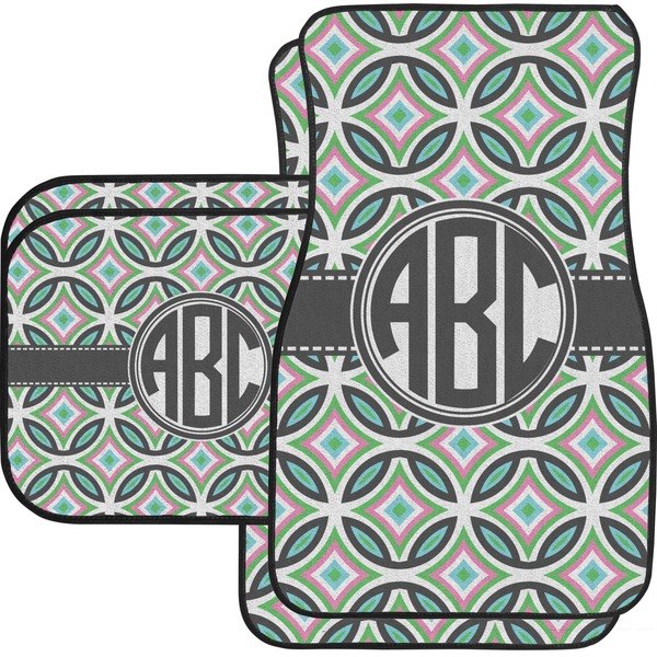 Custom Geometric Circles Car Floor Mats Set - 2 Front & 2 Back (Personalized)