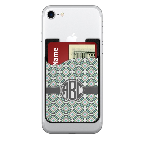 Custom Geometric Circles 2-in-1 Cell Phone Credit Card Holder & Screen Cleaner (Personalized)