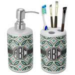 Geometric Circles Ceramic Bathroom Accessories Set (Personalized)
