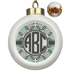 Geometric Circles Ceramic Ball Ornaments - Poinsettia Garland (Personalized)