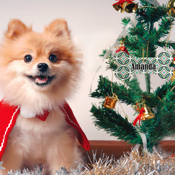 Geometric Circles Ceramic Flat Ornament - Bone (LIFESTYLE)