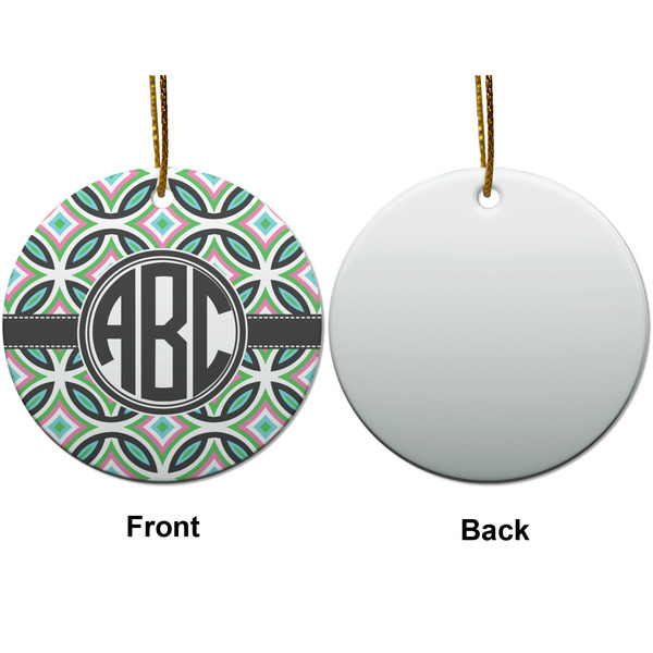 Geometric Circles Ceramic Flat Ornament - Circle Front & Back (APPROVAL)