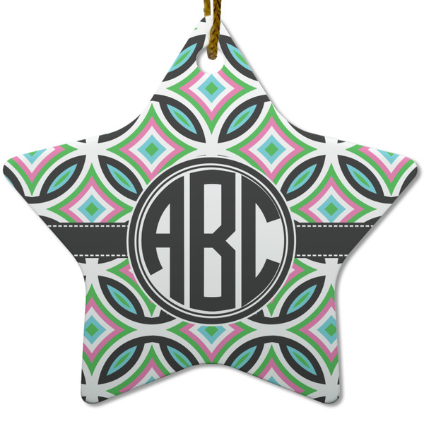 Geometric Circles Ceramic Flat Ornament - Star (Front)